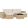 7 pcs conjunto de sofás p/ jardim com almofadões vime PE bege 2