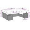 9 pcs conjunto de sofás p/ jardim com almofadões vime PE bege 3
