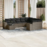 Set de sofás de jardín 10 pzas con cojines ratán sintético gris 1