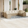 10 pcs conjunto de sofás p/ jardim com almofadões vime PE bege 1