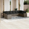 Set de sofás de jardín 10 pzas con cojines ratán sintético gris 1