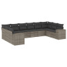 10 pcs conjunto sofás de jardim c/ almofadões vime PE cinzento 2