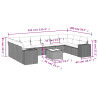 11 pcs conjunto sofás de jardim c/ almofadões vime PE preto 3