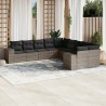 Set de sofás de jardín 10 pzas con cojines ratán sintético gris 1