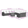 11 pcs conjunto sofás de jardim c/ almofadões vime PE preto 3
