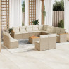 Set sofás de jardín 14 pzas con cojines ratán sintético beige 1