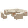Set sofás de jardín 14 pzas con cojines ratán sintético beige 2