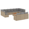 Set sofás jardín 14 pzas y cojines ratán sintético beige mezcla 2