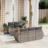 6 pcs conjunto sofás de jardim com almofadões vime cinzento 1
