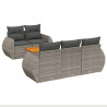 Set de muebles de jardín 6 pzas y cojines ratán sintético gris 2