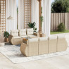 8 pcs conjunto de sofás p/ jardim com almofadões vime PE bege 1