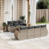 Set de sofás de jardín 8 pzas y cojines ratán sintético gris 1