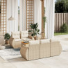 6 pcs conjunto de sofás p/ jardim com almofadões vime PE bege 1