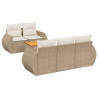 Juego de sofás jardín con cojines 6 pzas ratán sintético beige 2