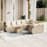 Set de sofás de jardín 9 pzas con cojines ratán sintético beige 1