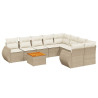 9 pcs conjunto de sofás p/ jardim com almofadões vime PE bege 2