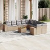 Set de sofás de jardín 11pzas con cojines ratán sintético beige 1