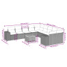 11 pcs conjunto sofás de jardim c/ almofadões vime PE bege 3