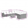 Set de sofás de jardín 11pzas con cojines ratán sintético beige 3