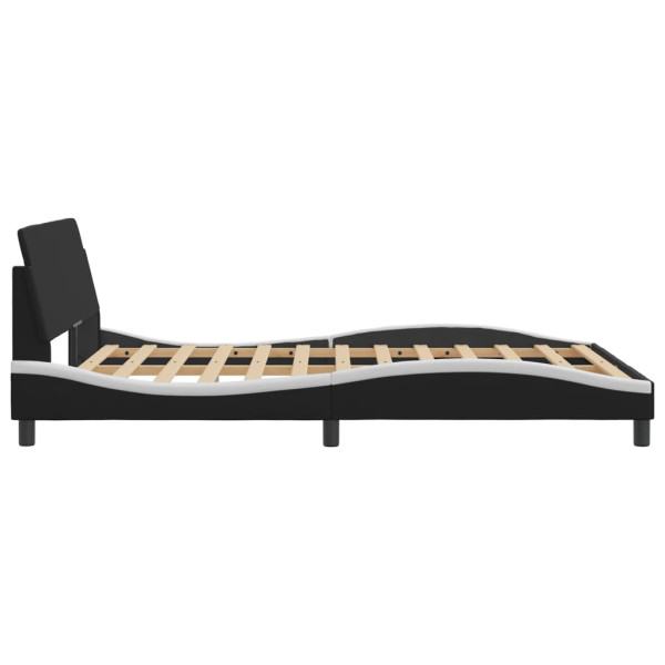 Estructura cama cabecero cuero sintético negro blanco 140x200cm M 5