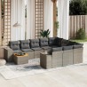 Set de sofás de jardín 11 pzas y cojines ratán sintético gris 1