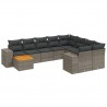 Set de sofás de jardín 11 pzas y cojines ratán sintético gris 2