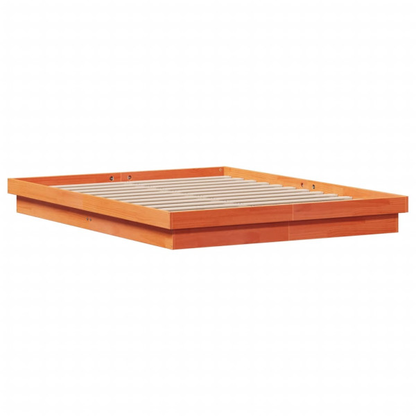 Estructura de cama LED madera maciza pino marrón cera 150x200cm M 3