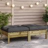 Apoios de pés p/ jardim c/ almofadões 2 pcs pinho impregnado 1