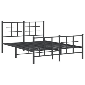 Estrutura de cama com cabeceira e pés 135x190 cm metal preto H