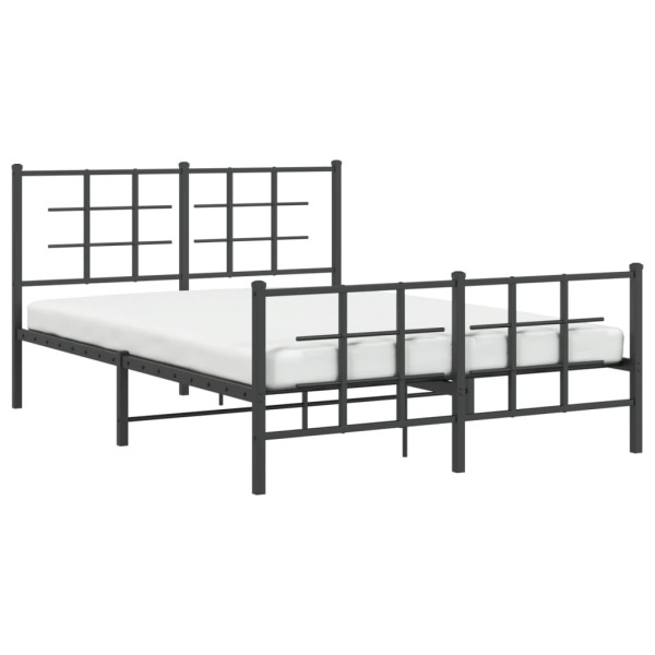 Estrutura de cama com cabeceira e pés 135x190 cm metal preto M 4