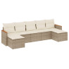 Set sofás de jardín 7 piezas y cojines ratán sintético beige 2