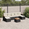 Set de sofás de jardín 8 piezas y cojines ratán sintético negro 1