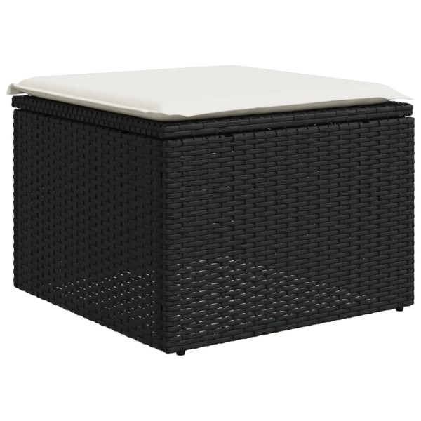 8 pcs conjunto sofás de jardim com almofadões vime PE preto M 5