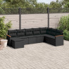 8 pcs conjunto sofás de jardim com almofadões vime PE preto 1