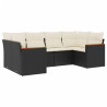 6 pcs conjunto sofás de jardim c/ almofadões vime PE preto 2
