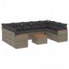 Set de sofás de jardín 10 pzas con cojines ratán sintético gris 2