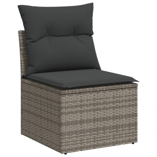 Set de sofás de jardín 10 pzas con cojines ratán sintético gris M 4