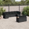 Set de sofás de jardín 8 piezas y cojines ratán sintético negro 1
