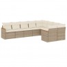 Set de sofás de jardín 9 pzas con cojines ratán sintético beige 2