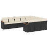 10 pcs conjunto sofás de jardim c/ almofadões vime PE preto 2