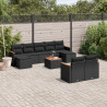 10 pcs conjunto sofás de jardim c/ almofadões vime PE preto 1