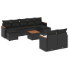 10 pcs conjunto sofás de jardim c/ almofadões vime PE preto 2