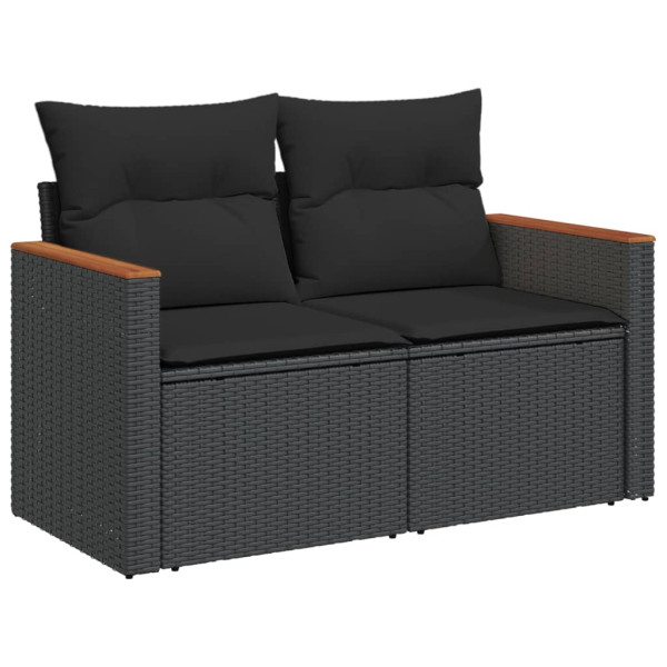 Set de sofás de jardín 10 pzas cojines ratán sintético negro M 4