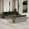 Set de sofás de jardín 11 pzas y cojines ratán sintético gris 1
