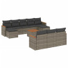 11 pcs conjunto sofás de jardim c/ almofadões vime PE cinzento 2