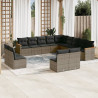 Set sofás de jardín con cojines 13 piezas ratán sintético gris 1