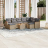 Juego de sofás jardín con cojines beige 10 pzas ratán sintético 1
