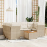 Set sofás de jardín 7 piezas y cojines ratán sintético beige 1