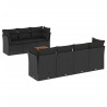 8 pcs conjunto sofás de jardim com almofadões vime PE preto 2