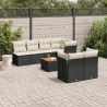 8 pcs conjunto sofás de jardim com almofadões vime PE preto 1